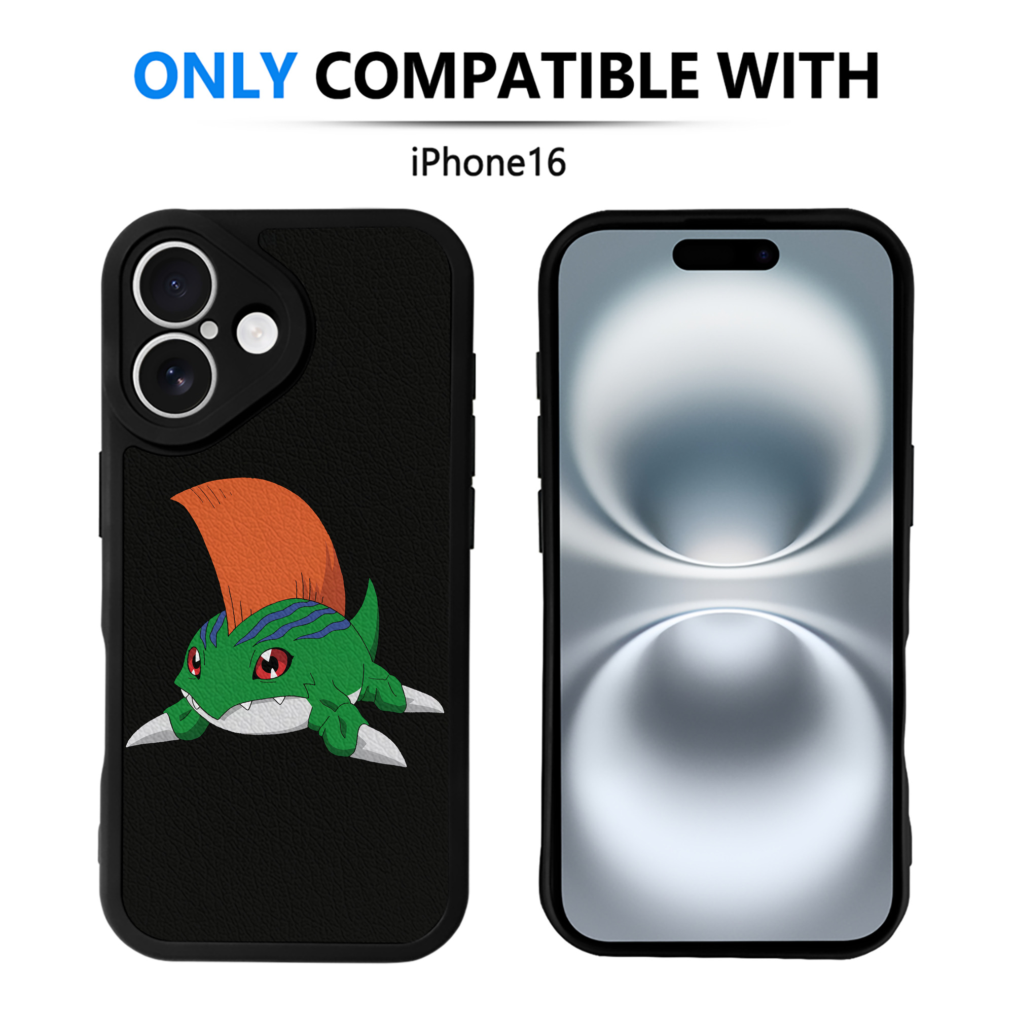 （画像用） Digimon デジタルモンスター/デジモン 【iPhone 16シリーズ対応】シリコンスマホケース（レザー調） 材質：シリコン